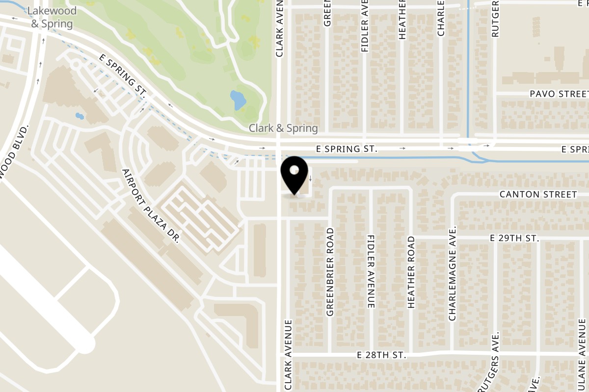 Map showing the location of Burd Chicken Rice Long Beach on 2930 Clark Ave in Long Beach
