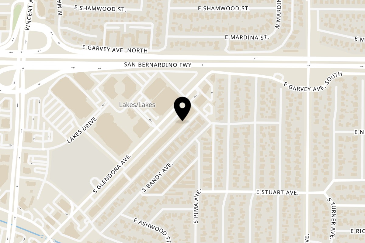 Map showing the location of Burd Chicken Rice West Covina on 148 S Glendora Ave in West Covina